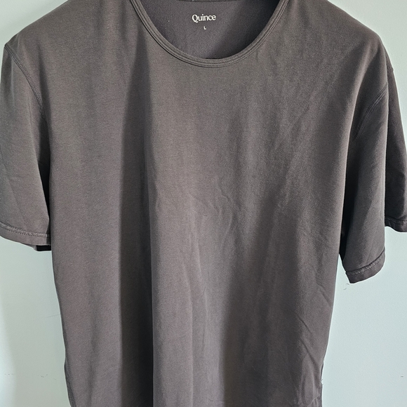 Quince Men's Charcoal Short Sleeve Tee W/ Rounded Hem Size L - Picture 1 of 3